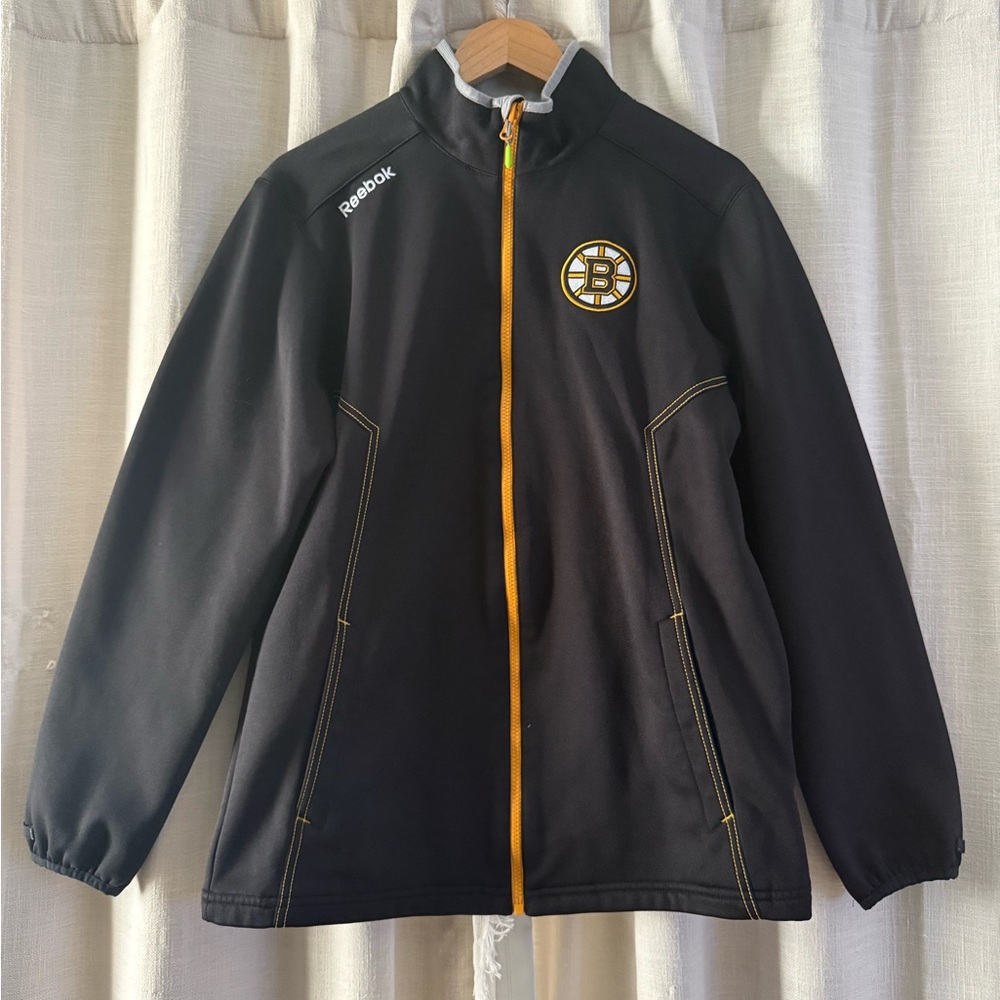 Reebok Black and Yellow Bruins Full-Zip Jacket